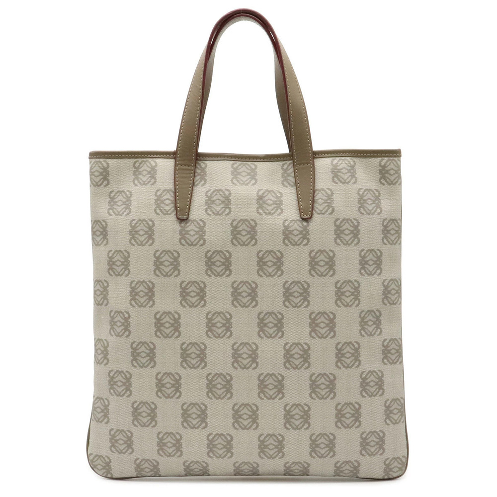 Loewe Anagram Tote Bag Handbag gusset leather gray Greige Gray